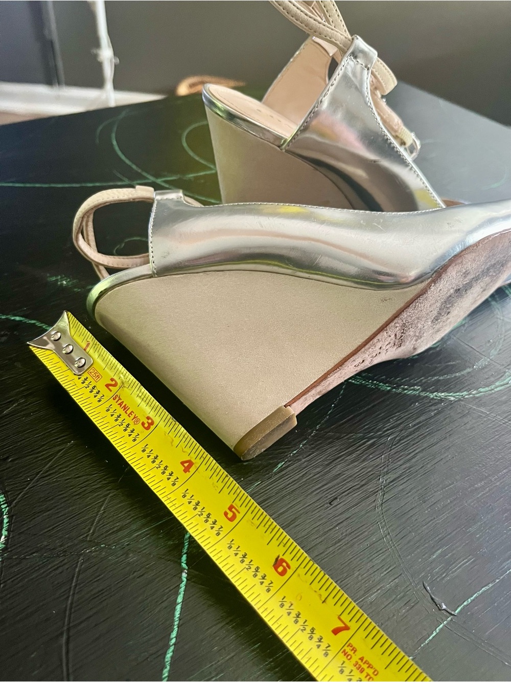 Coach Iridescent Silver Pointed-Toe Slingback Wedges - Picture 8 of 11